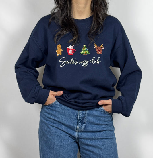 Felpa con ricamo - Santa's Cozy Club (Blue Navy)